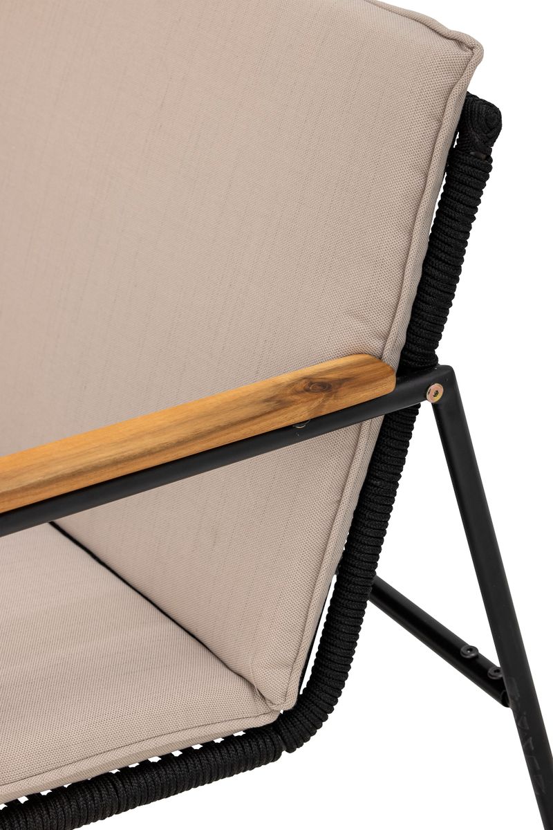 ספה דו-מושבית Hampton מסגרת שחורה + ריפוד אפור בהיר