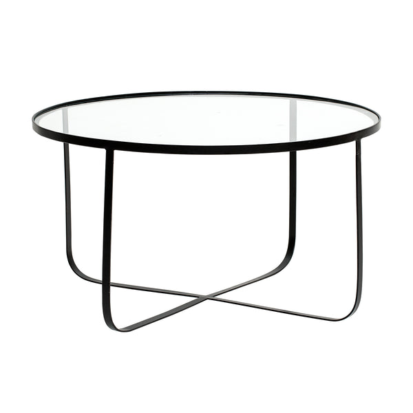 שולחן קפה Harper ק' 80 ג' 43 ס"מ - זכוכית / מסגרת שחורה